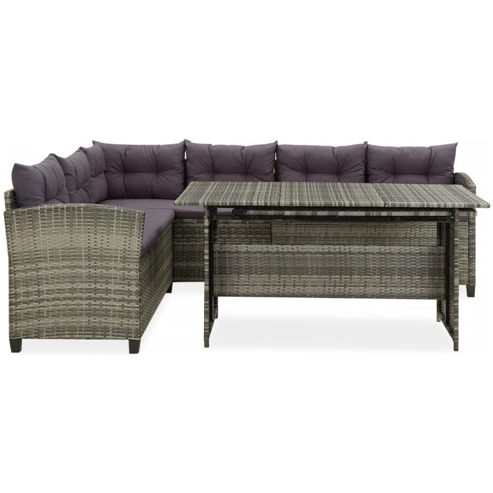 Set Divani Da Giardino 2 Pz Con Cuscini In Polyrattan Grigio - Foto 2