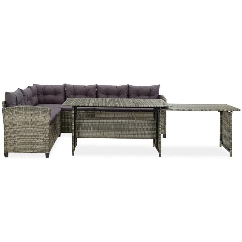 Set Divani Da Giardino 2 Pz Con Cuscini In Polyrattan Grigio - Foto 3