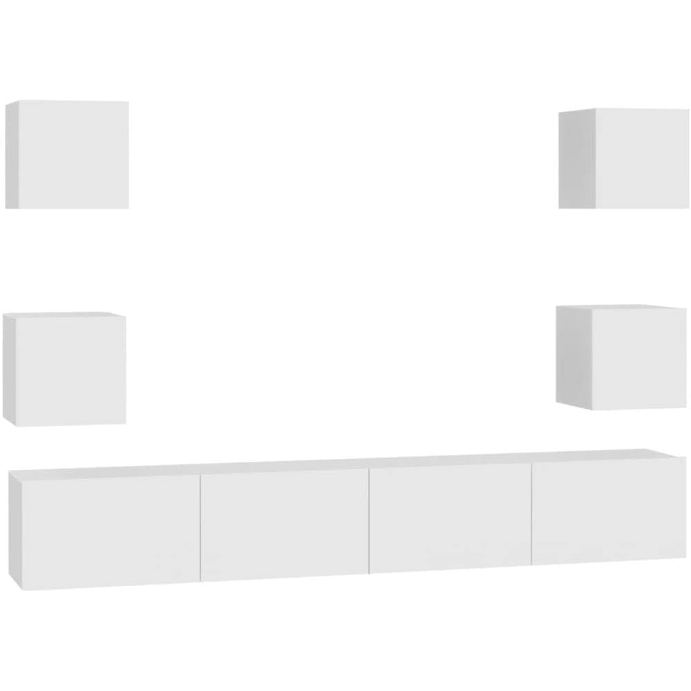 Set Mobili Porta TV 6 pz Bianco in Legno Multistrato - Foto 1