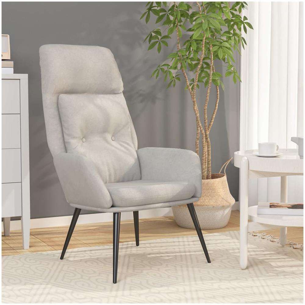 Poltrona Rilassante Grigio Chiaro In Similpelle Scamosciata - Foto 1