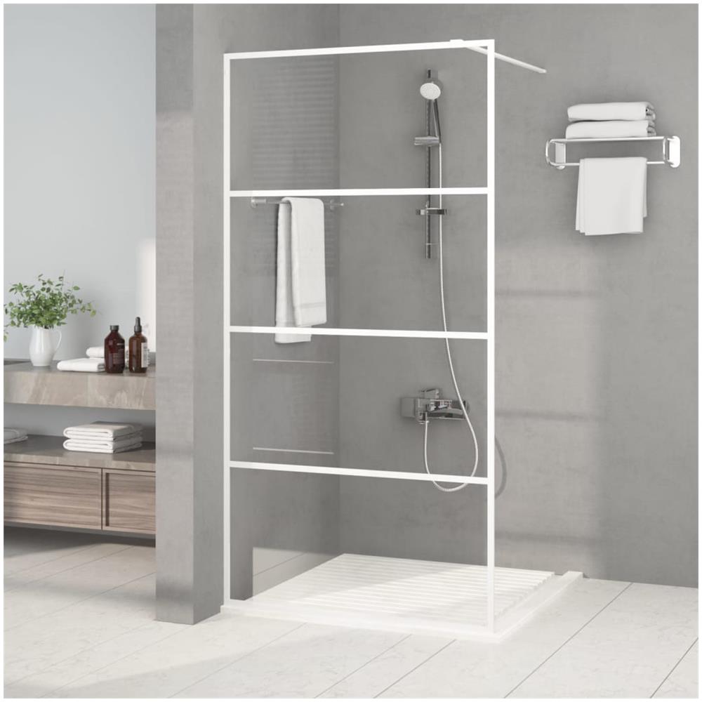Parete Doccia Walk In Bianca 100x195 Cm Vetro Trasparente Esg - Foto 1