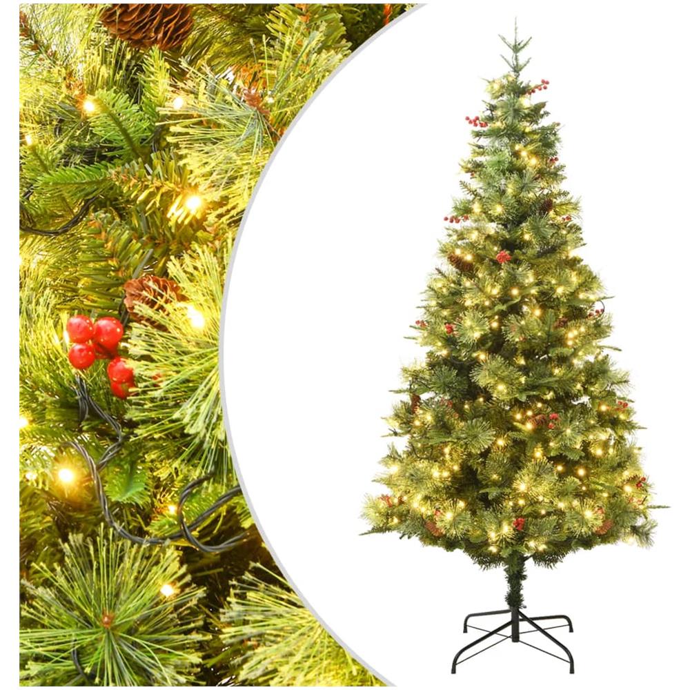 Albero Di Natale Con Led E Pigne Verde 120 Cm In Pvc E Pe - Foto 1