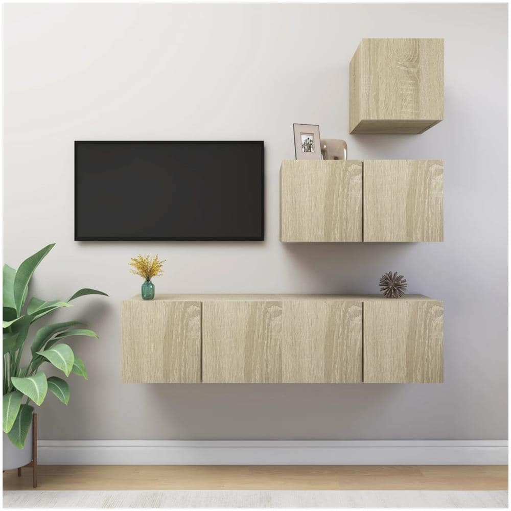 Set Porta Tv 4 Pz Rovere Sonoma In Truciolato - Foto 1