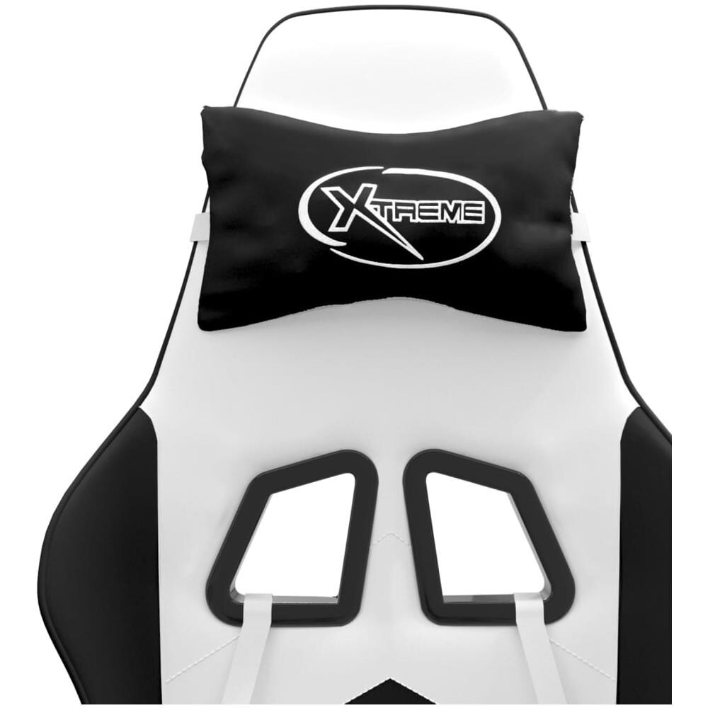 Sedia da Gaming Girevole Poggiapiedi Bianco e Nero Similpelle - Foto 2