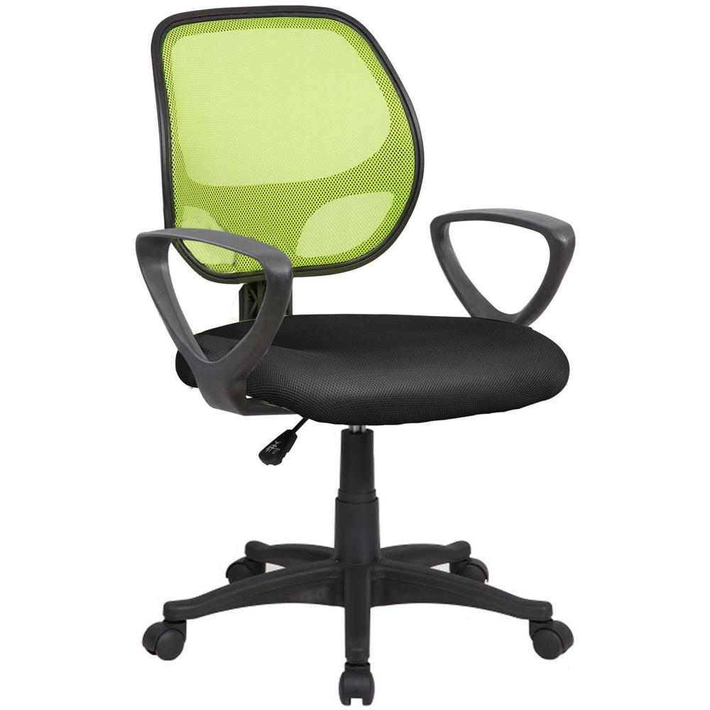 Sedia Da Ufficio Geraldton, Poltrona Operativa A Rete Con Braccioli, Seduta Ergonomica Da Ufficio, 56x57h88/100 Cm, Nero E Verde - Foto 1