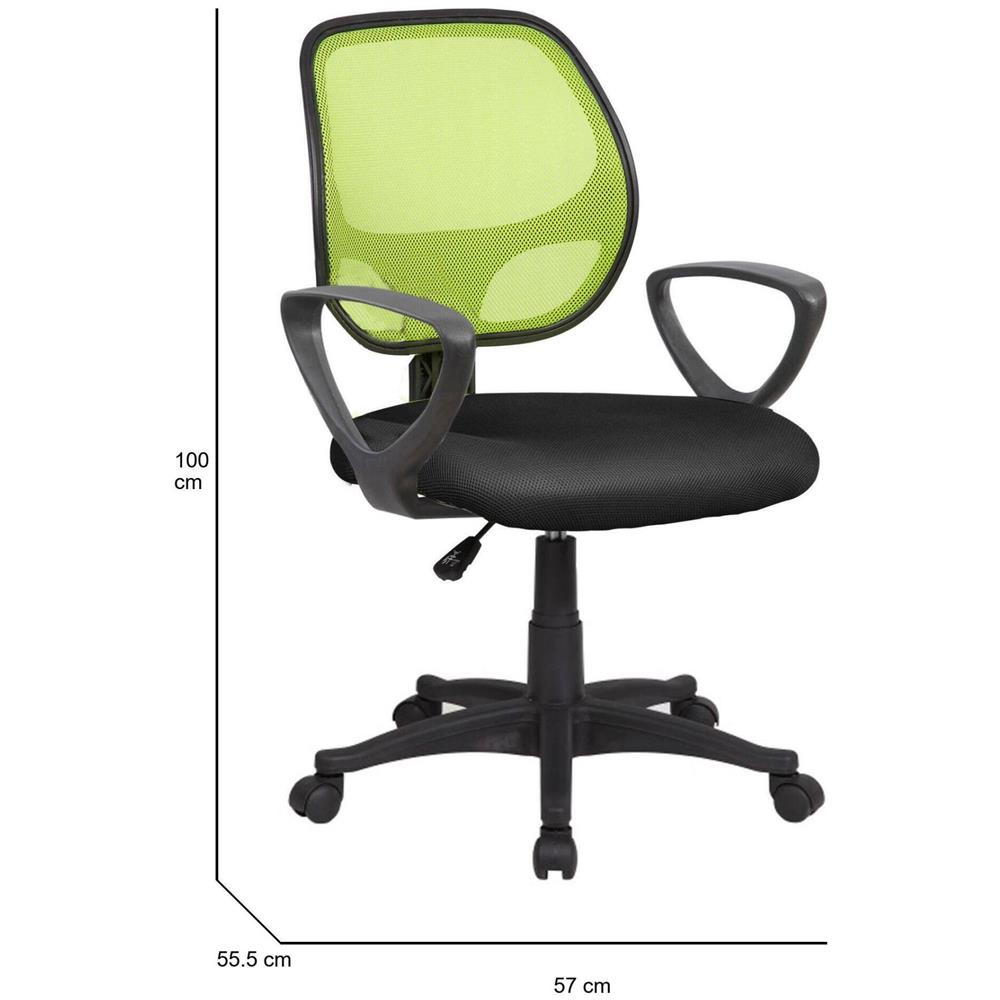 Sedia Da Ufficio Geraldton, Poltrona Operativa A Rete Con Braccioli, Seduta Ergonomica Da Ufficio, 56x57h88/100 Cm, Nero E Verde - Foto 2