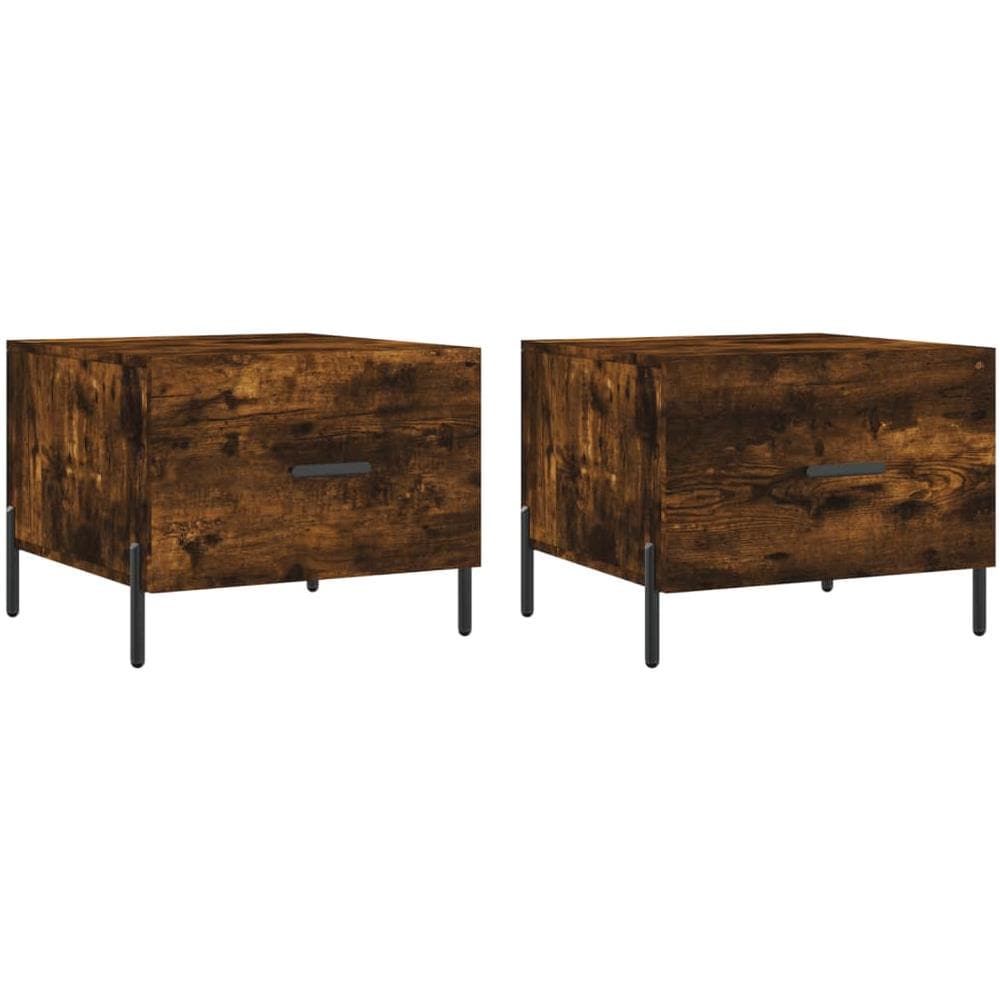 Tavolini Salotto 2 Pz Rovere Fumo 50x50x40cm Legno Multistrato - Foto 2