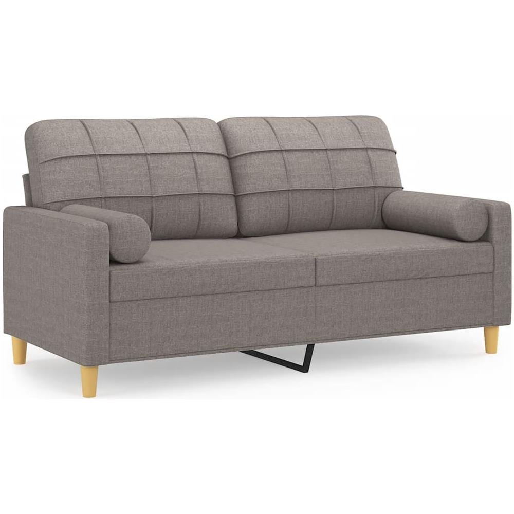 Divano A 2 Posti Con Cuscini Tortora 140 Cm In Tessuto - Foto 1