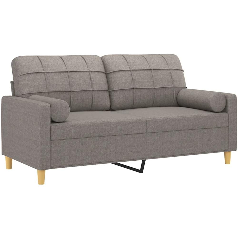 Divano A 2 Posti Con Cuscini Tortora 140 Cm In Tessuto - Foto 7