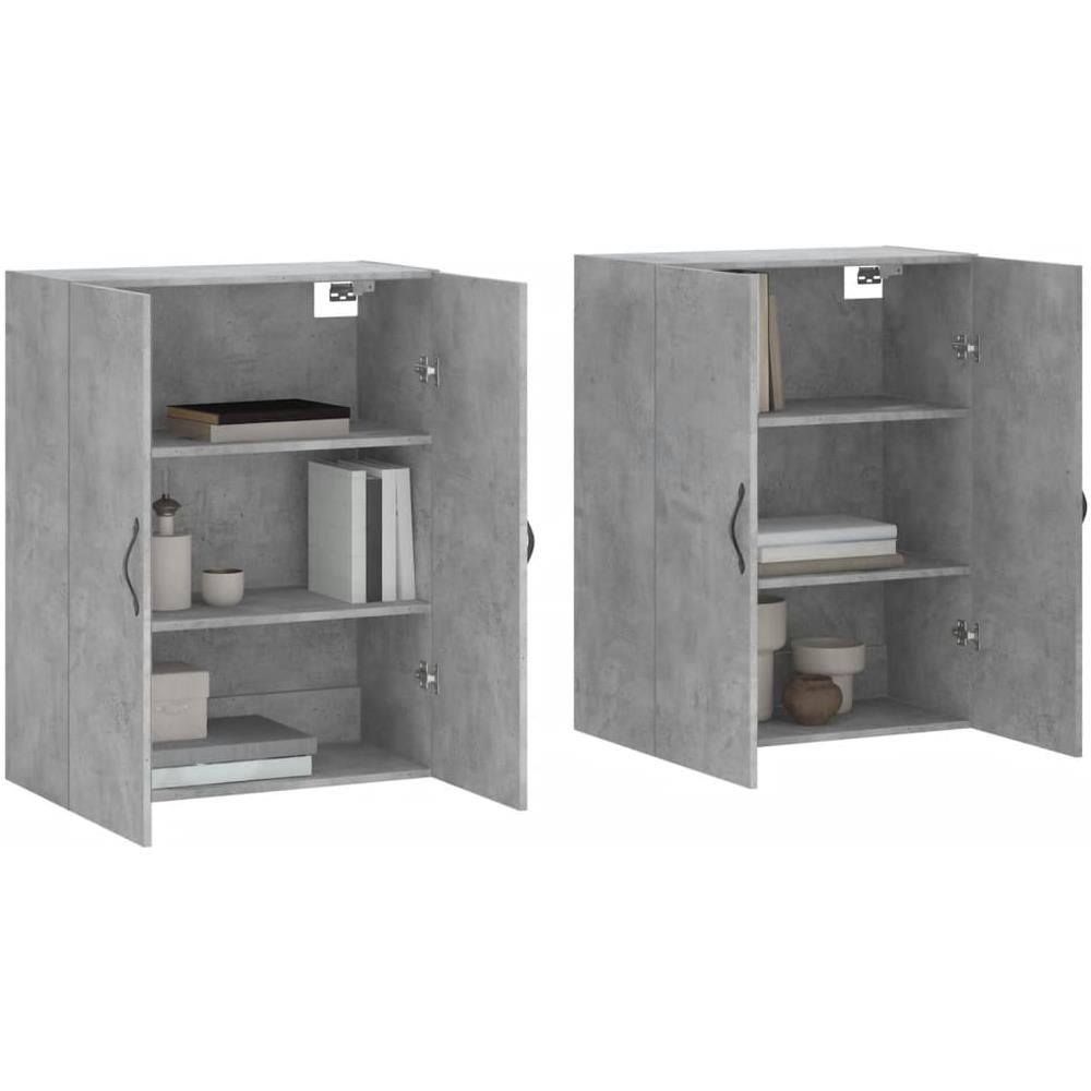 Armadietti A Parete 2 Pz Grigio Cemento In Legno Multistrato - Foto 3