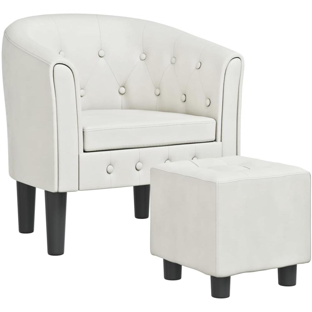 Poltrona A Pozzetto Con Poggiapiedi Bianca In Similpelle - Foto 2