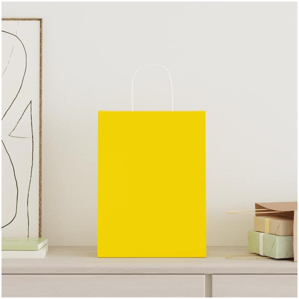 Sacchetti di Carta 50 pz con Manici Gialli 26x12x35 cm - Foto 2