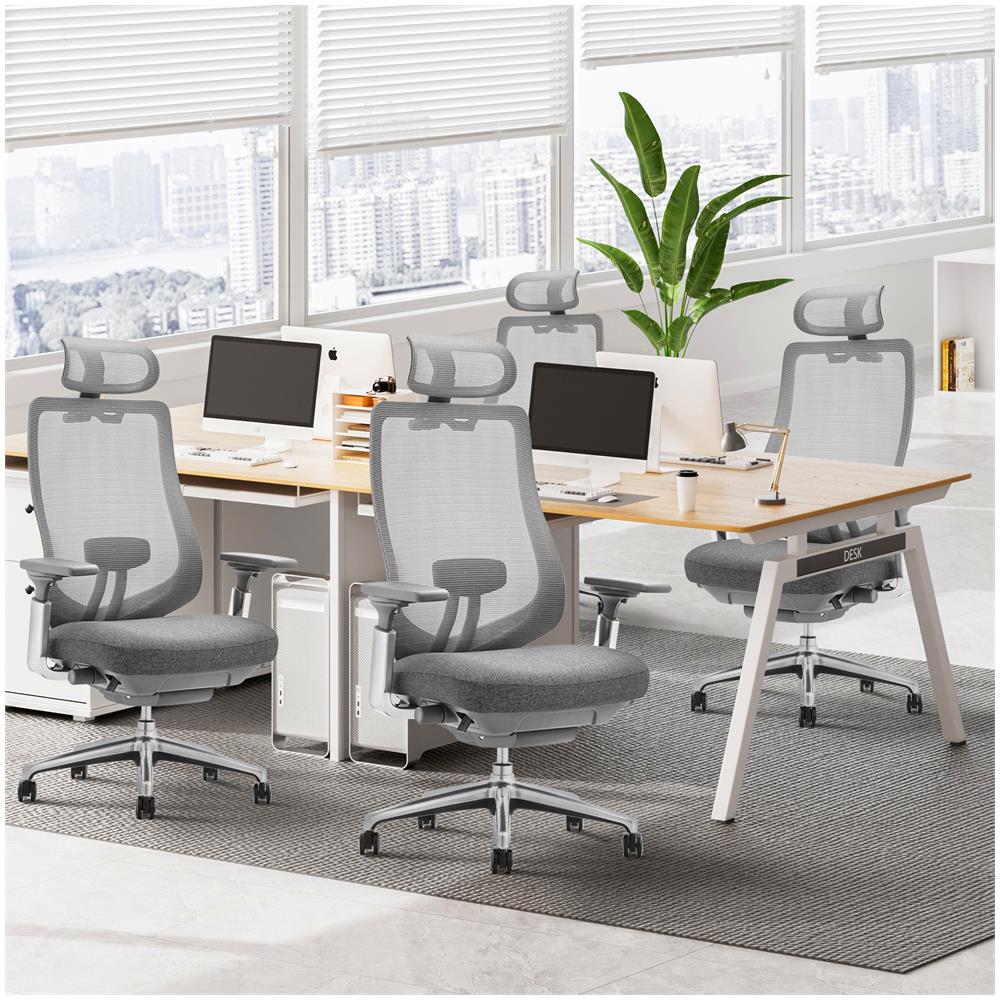 Atlas Sedia Da Ufficio Ergonomica In Rete - Sedia Da Direttore Con Poggiatesta, Braccioli 4d, Seduta Scorrevole E Blocco Dell'inclinazione, Grigio Scuro - Foto 8