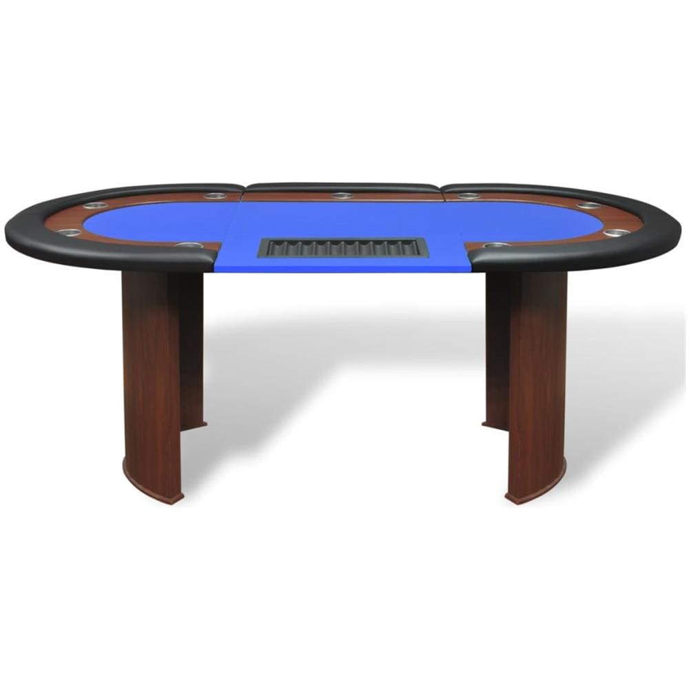 Tavolo Da Poker Blu 10 Giocatori Postazione Dealer Vassoio Chip - Foto 2