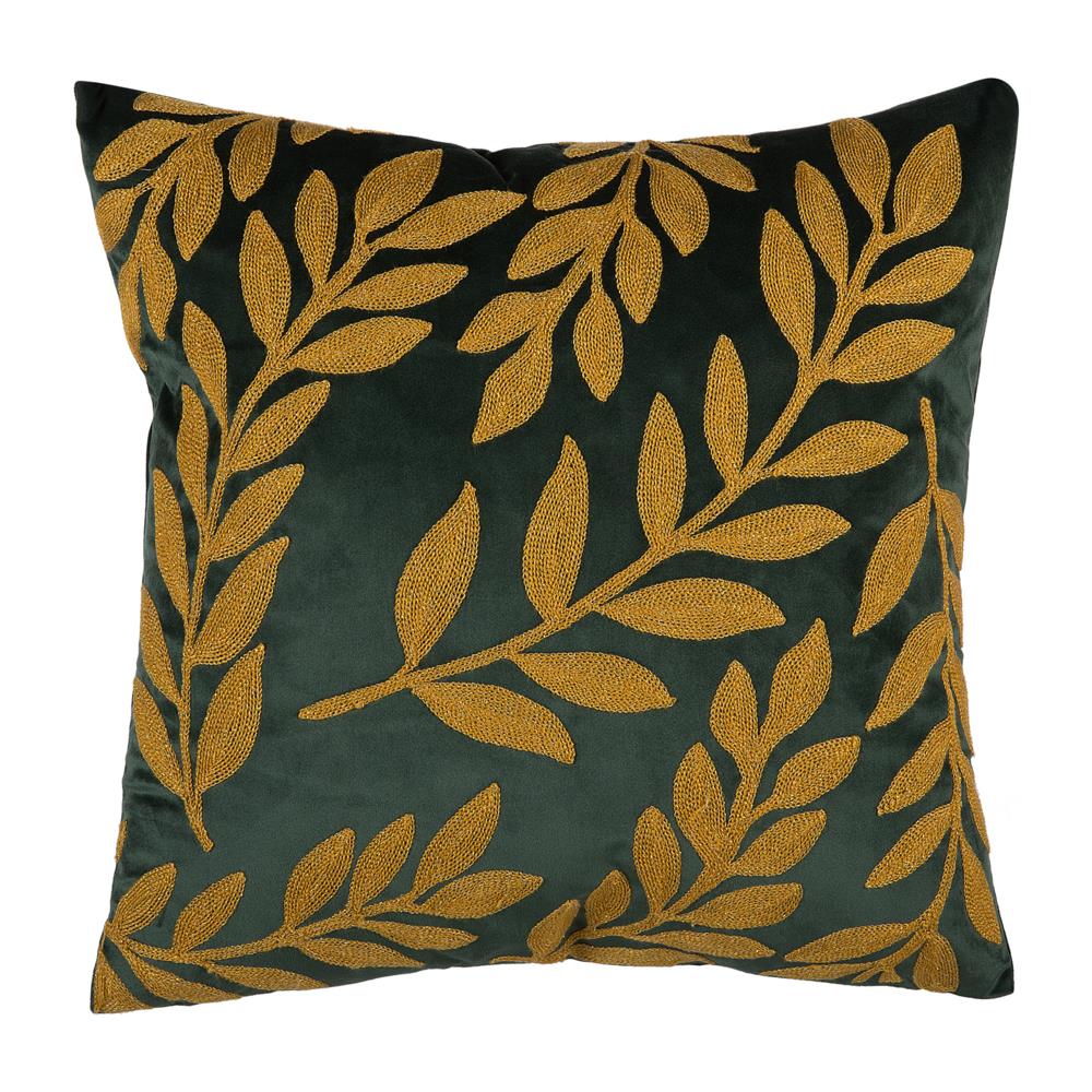 Set Di 2 Cuscini Decorativi In Velluto Motivo A Foglie 45x45cm Verde Smeraldo Mistletoe - Foto 2