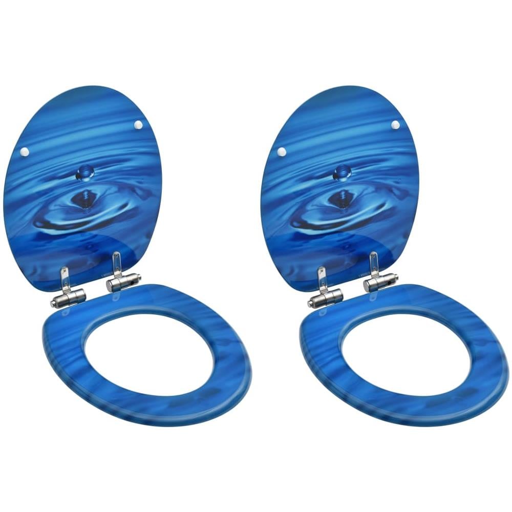 Tavolette Wc Chiusura Ammortizzata 2 Pz Mdf Blu Goccia D'acqua - Foto 1