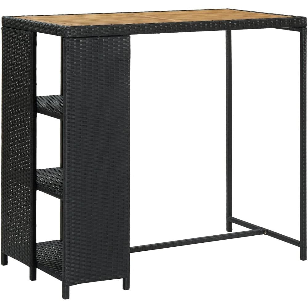 Tavolo Da Bar Con Ripiani Nero 120x60x110 Cm In Polyrattan - Foto 1