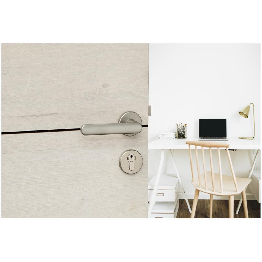 Maniglia Di Design Solis, Per Porta, Su Rosetta Tonda, Nichel Satinato - Frosio Bortolo - Foto 2