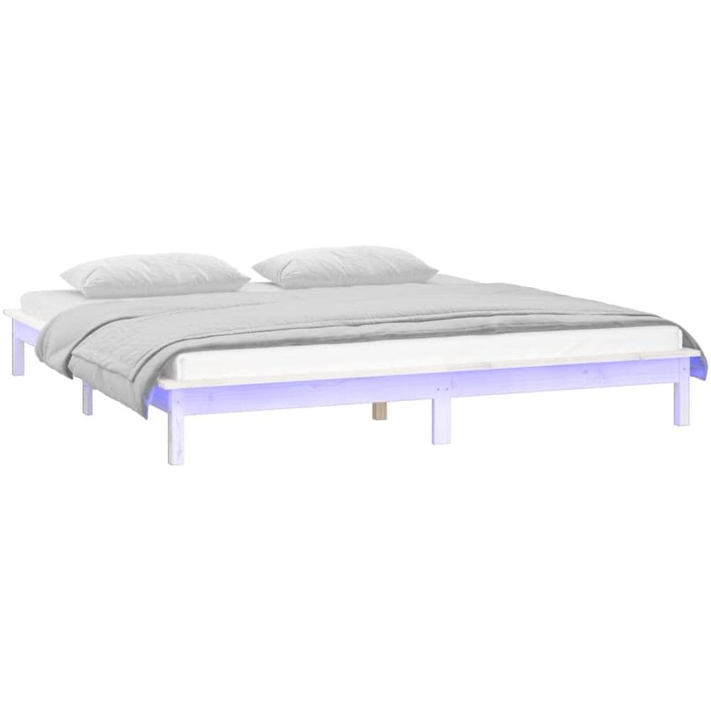 Giroletto con LED Bianco 150x200cm King Size in Legno Massello - Foto 3