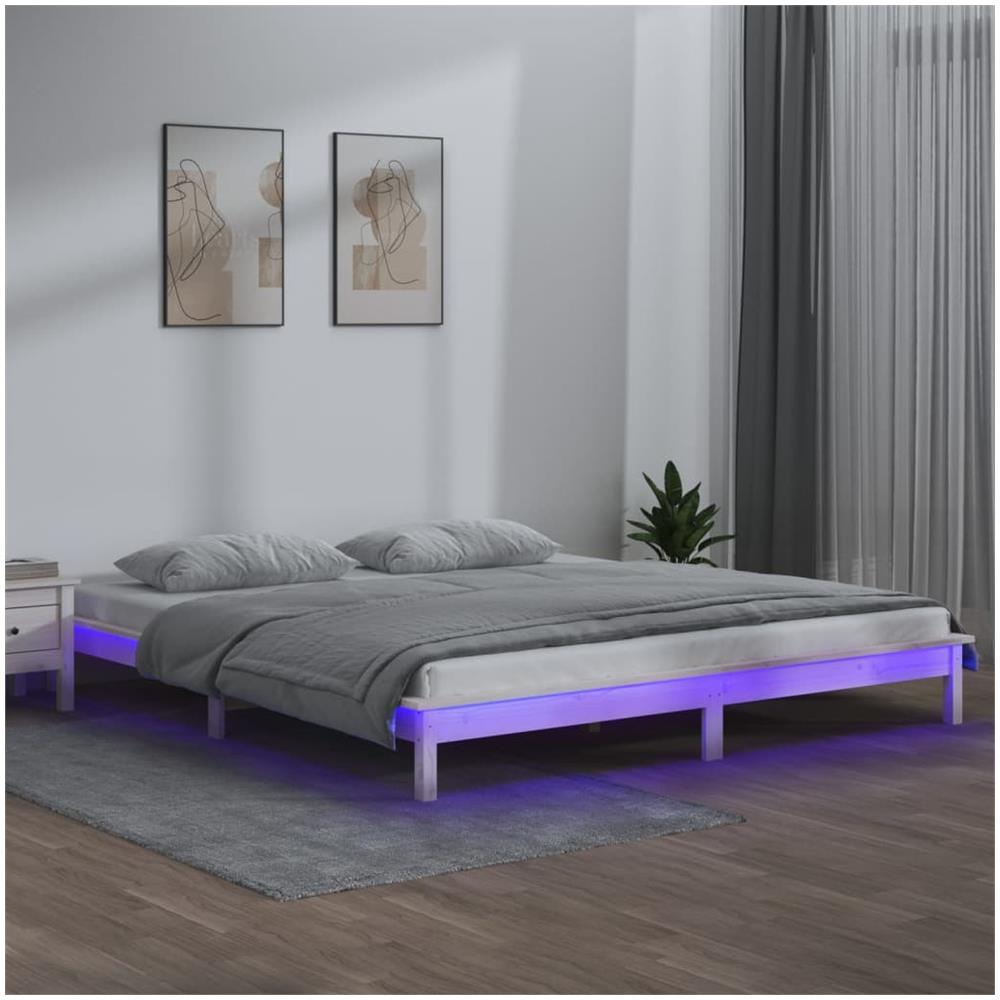 Giroletto con LED Bianco 150x200cm King Size in Legno Massello - Foto 1