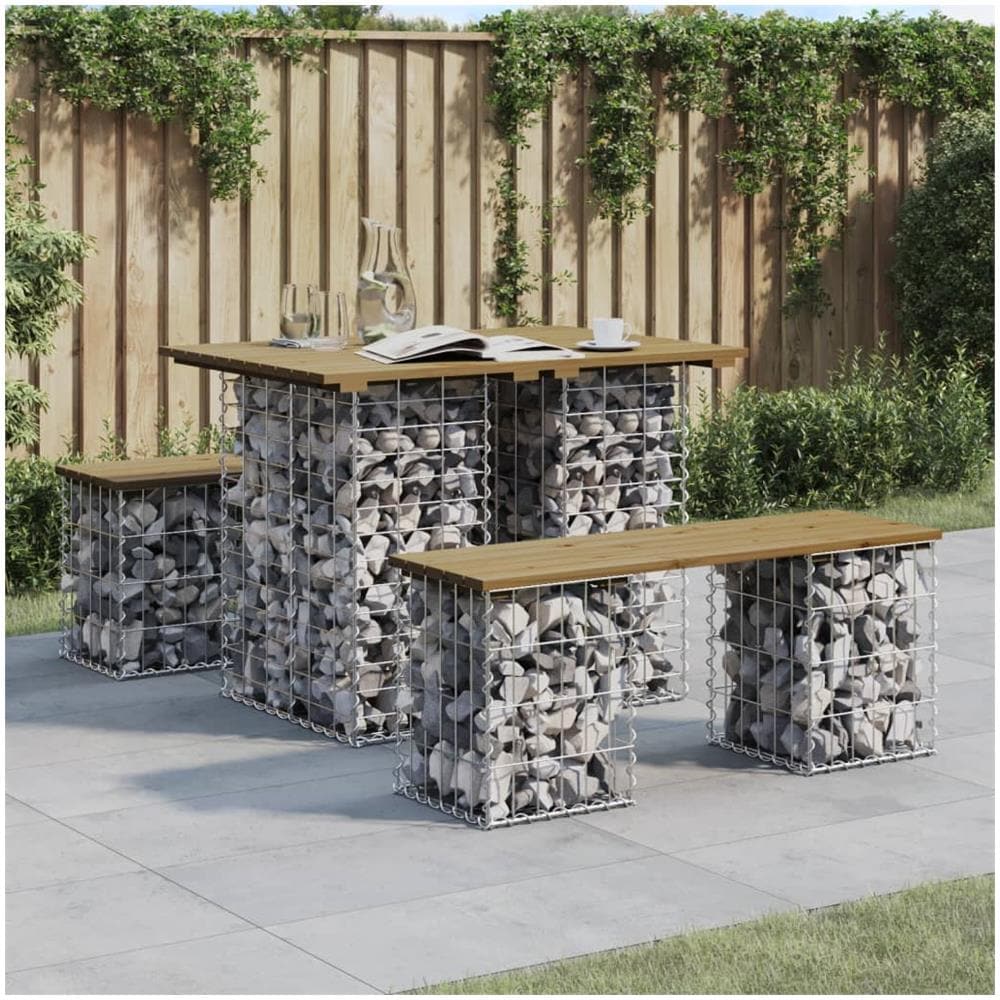 Panca da Giardino Design Gabbione 100x70x72 cm Pino Impregnato - Foto 1