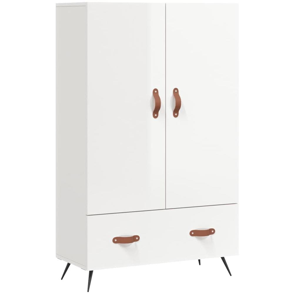 Credenza Bianco Lucido 69,5x31x115 Cm In Legno Multistrato - Foto 2