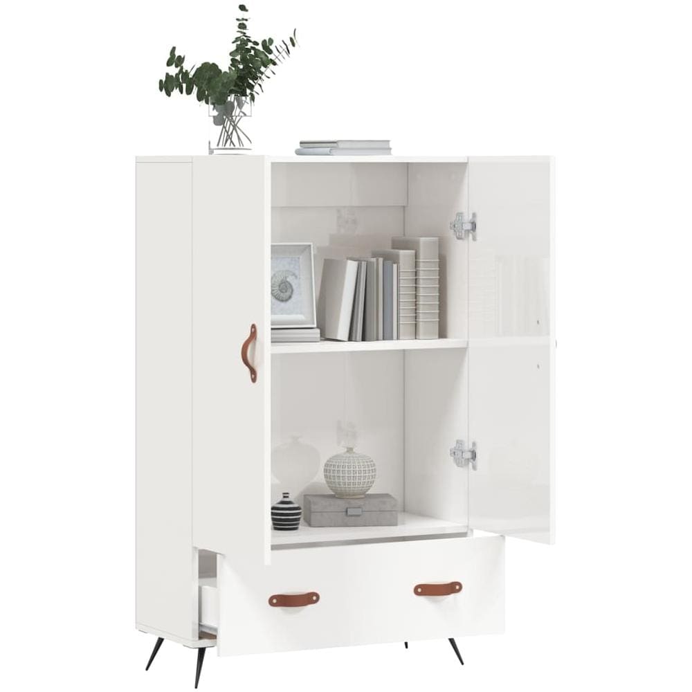Credenza Bianco Lucido 69,5x31x115 Cm In Legno Multistrato - Foto 3