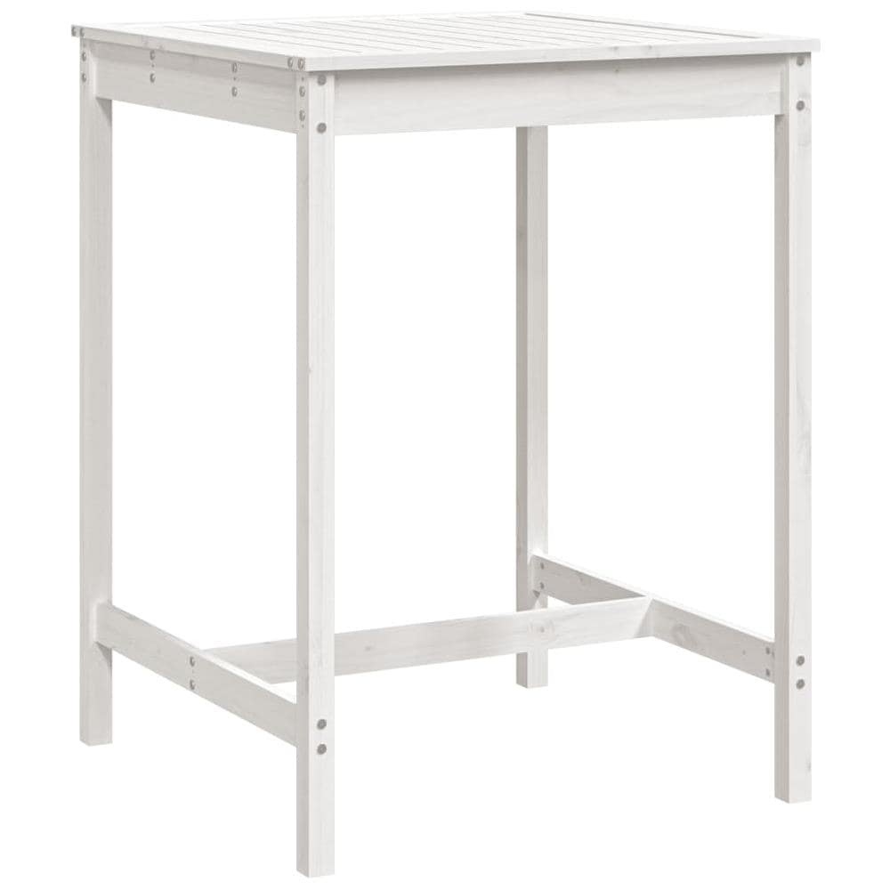 Tavolo Da Giardino Bianco 82,5x82,5x110cm Legno Massello Pino - Foto 1