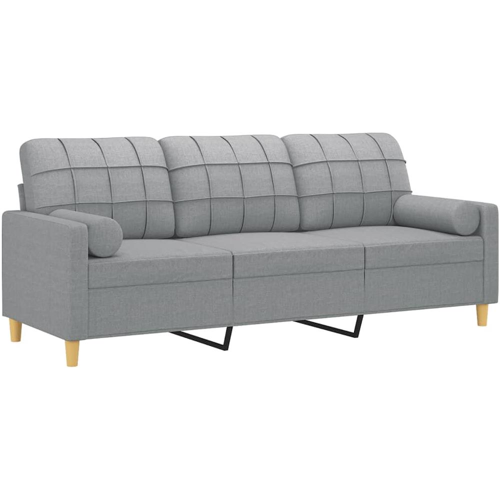 Divano A 3 Posti Con Cuscini Grigio Chiaro 180 Cm In Tessuto - Foto 3