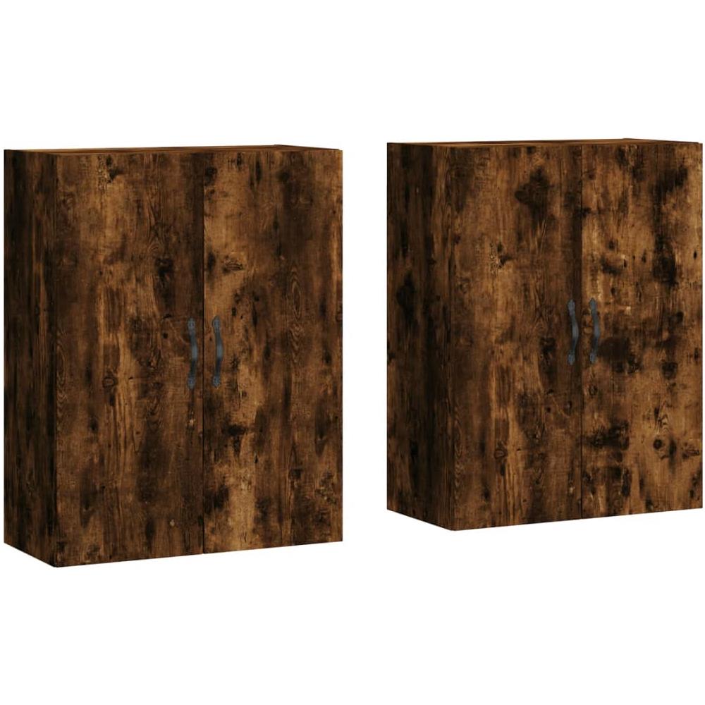 Armadietti A Parete 2 Pz Rovere Fumo In Legno Multistrato - Foto 2