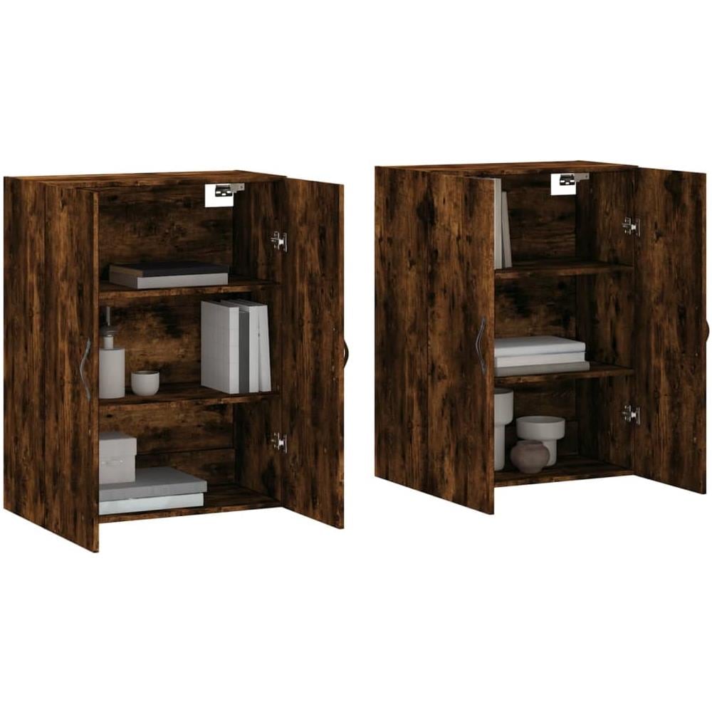 Armadietti A Parete 2 Pz Rovere Fumo In Legno Multistrato - Foto 3