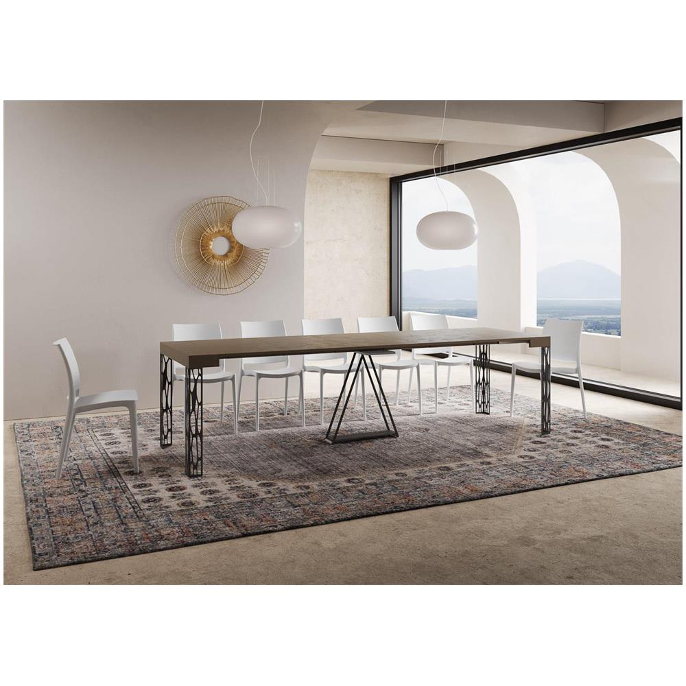 Consolle allungabile 90x40/300 cm Kerpa tortora telaio antracite - Foto 4