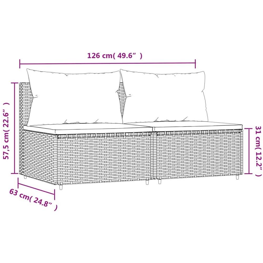 Divani Centrali da Giardino con Cuscini 2pz in Polyrattan Nero - Foto 8