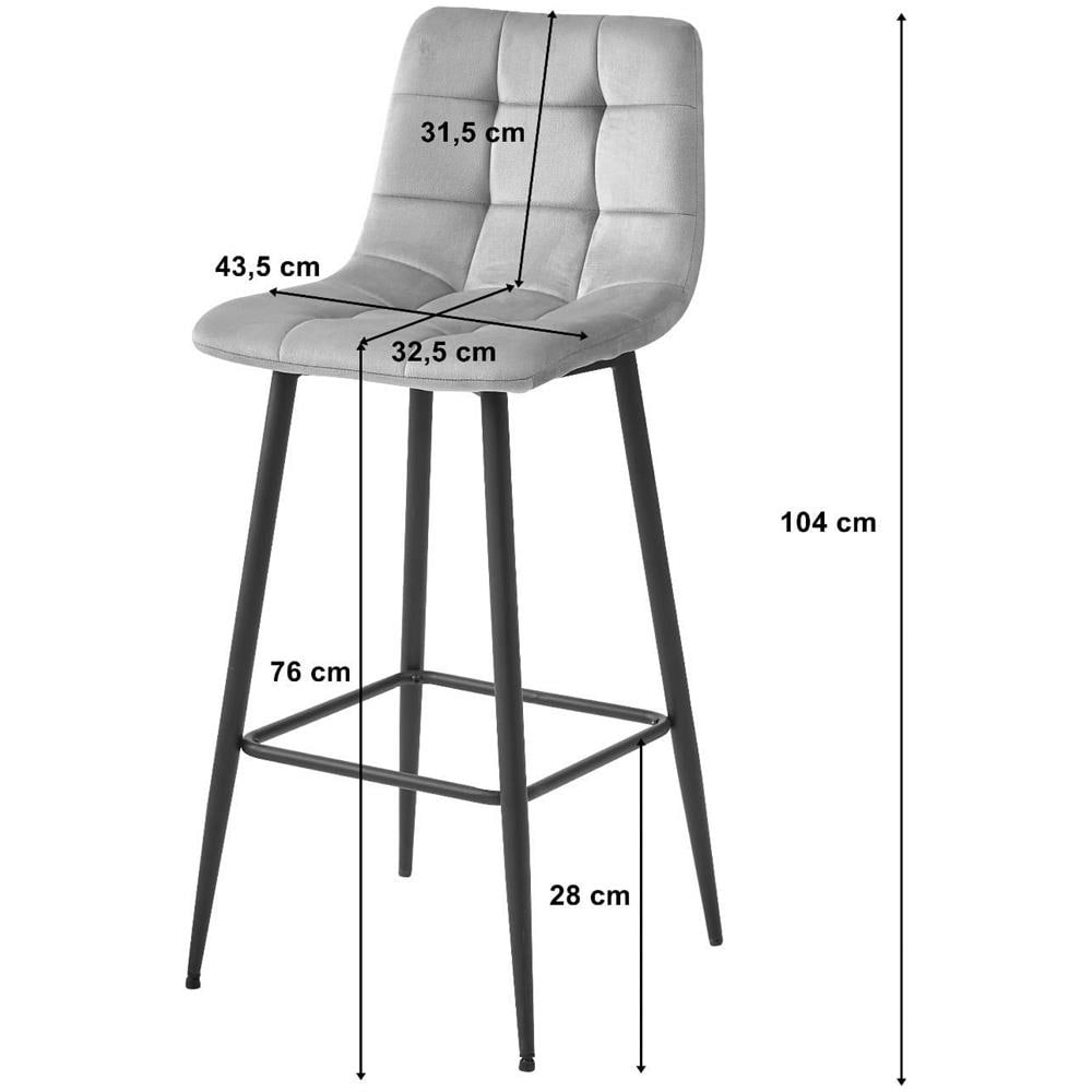 Sgabello TEOTO in velluto grigio scuro con gambe nere per cucina x3 - Foto 6