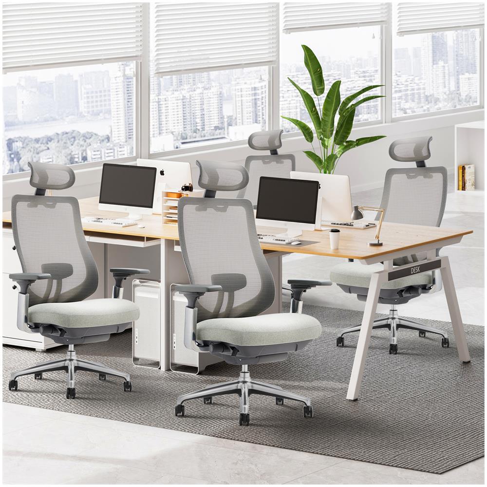 Atlas Sedia Da Ufficio Ergonomica In Rete - Sedia Da Direttore Con Poggiatesta, Braccioli 4d, Sedile Scorrevole E Blocco Inclinazione, Grigio - Foto 8