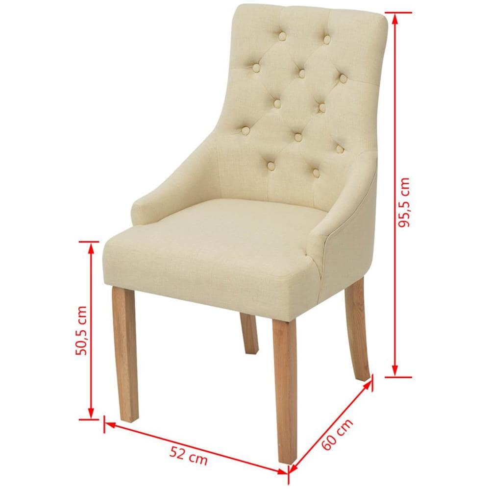 Sedie Da Pranzo In Rovere 4 Pezzi Tessuto Crema - Foto 12