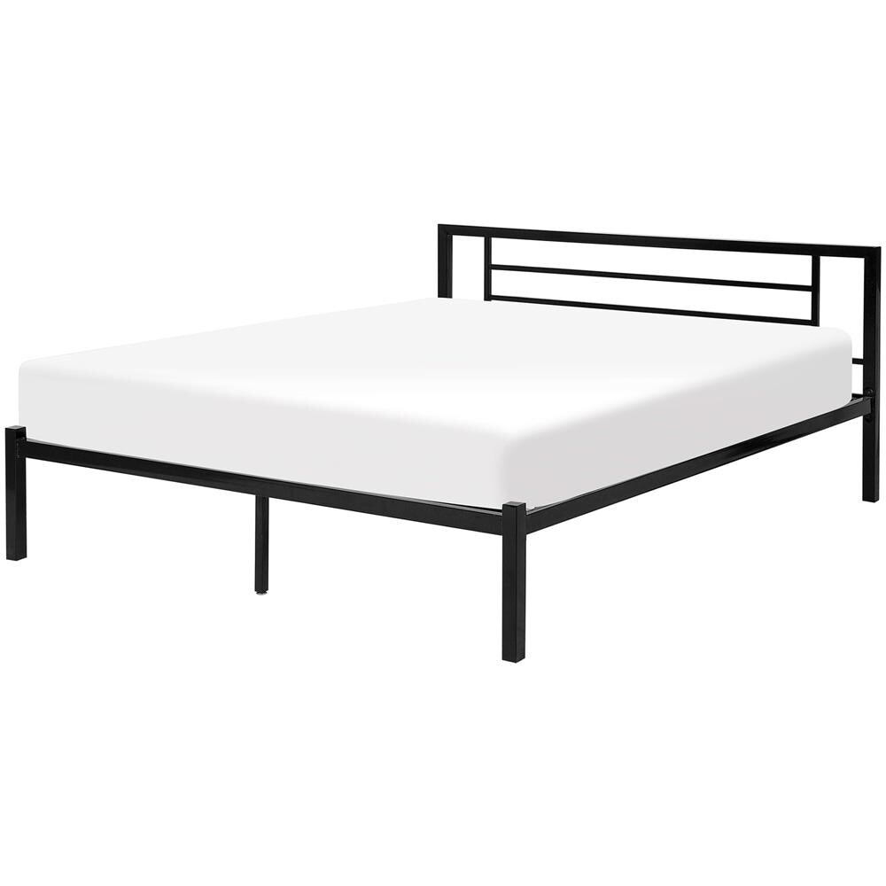 Letto In Metallo Nero Con Rete A Doghe 180 X 200 Cm Cusset - Foto 1