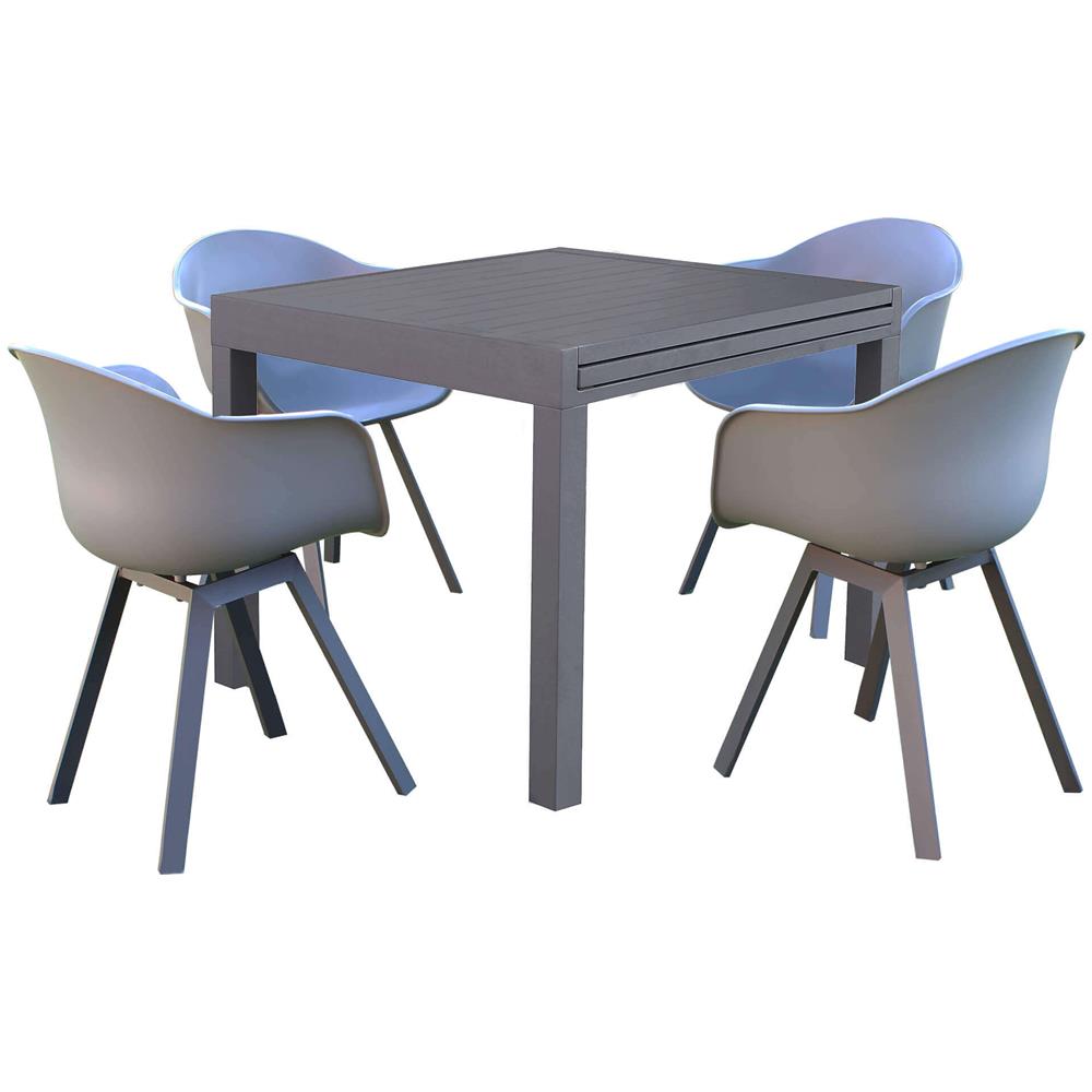 Jerri - Set Tavolo In Alluminio Cm 90/180 X 90 X 75 H Con 4 Poltrone Jessie - Foto 1