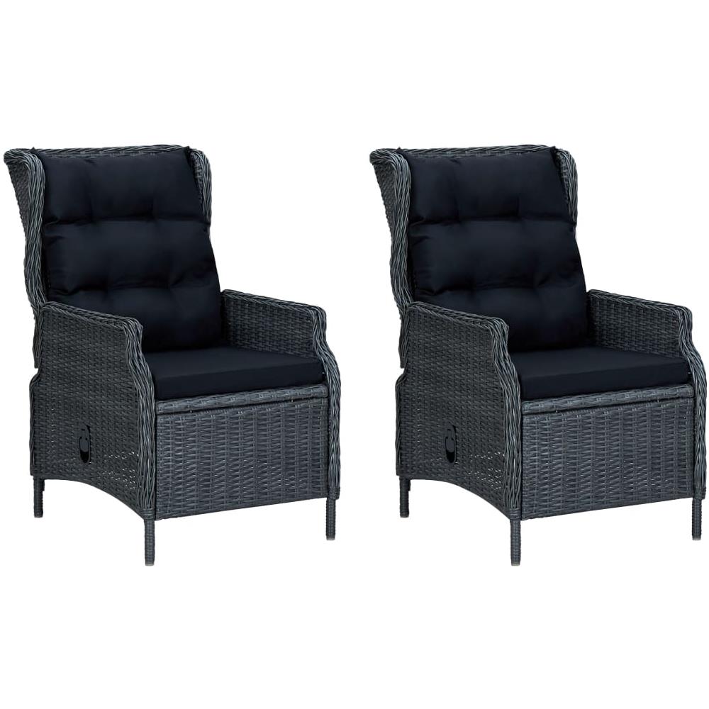 Set Pranzo Da Giardino 9 Pz Con Cuscini Polyrattan Grigio Scuro - Foto 3