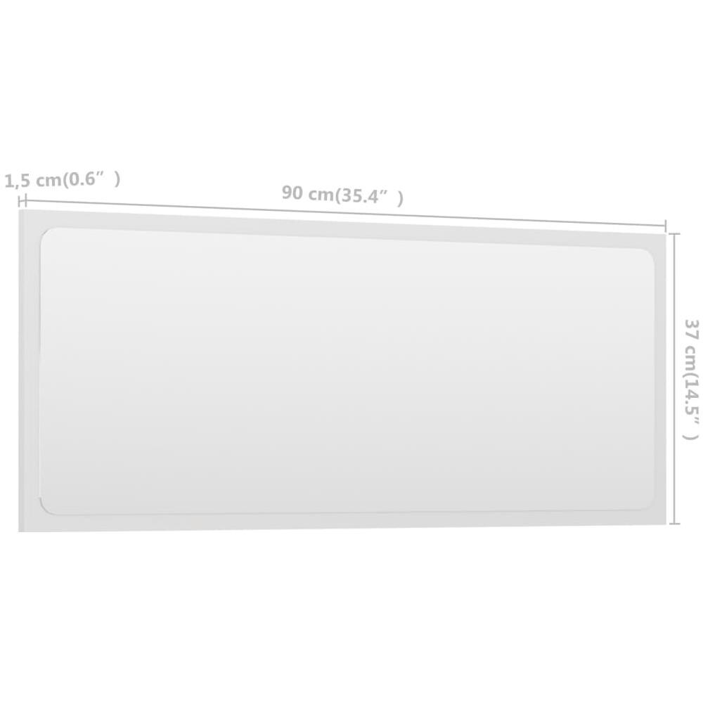 Specchio da Bagno Bianco 90x1,5x37 cm in Legno Multistrato - Foto 5