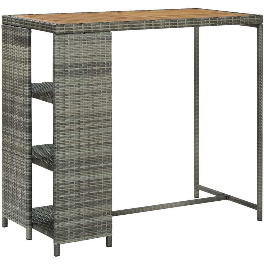 Tavolo Da Bar Con Ripiani Grigio 120x60x110 Cm In Polyrattan - Foto 1
