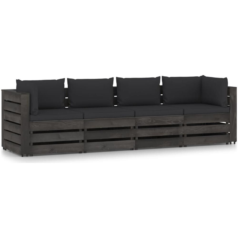 VIDAXL - Set Divani Giardino 4 Pz Con Cuscini In Polyrattan Grigio Scuro