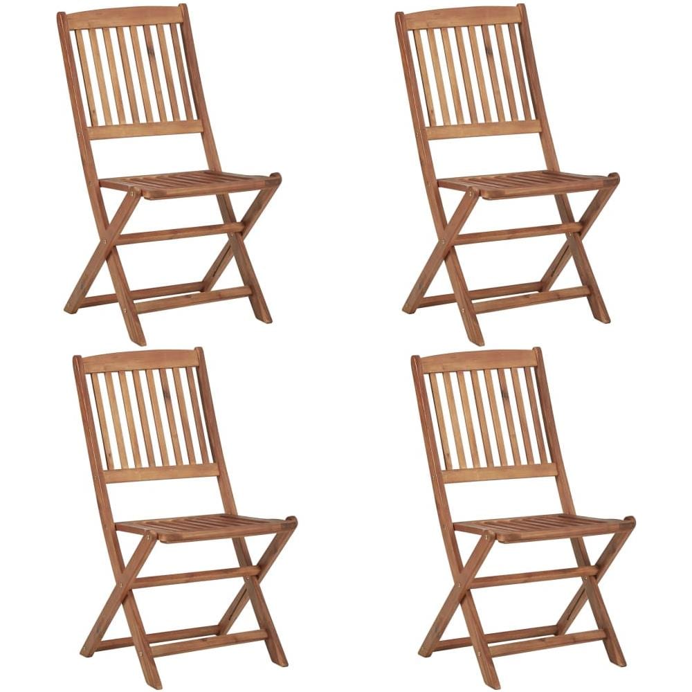 Sedie da Giardino Pieghevoli 4pz con Cuscini Massello d'Acacia - Foto 2
