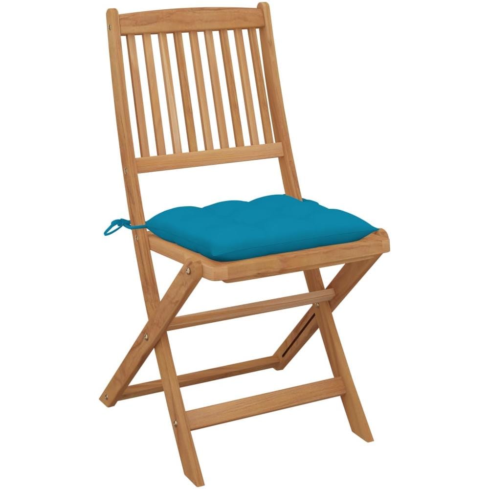 Sedie da Giardino Pieghevoli 4pz con Cuscini Massello d'Acacia - Foto 3