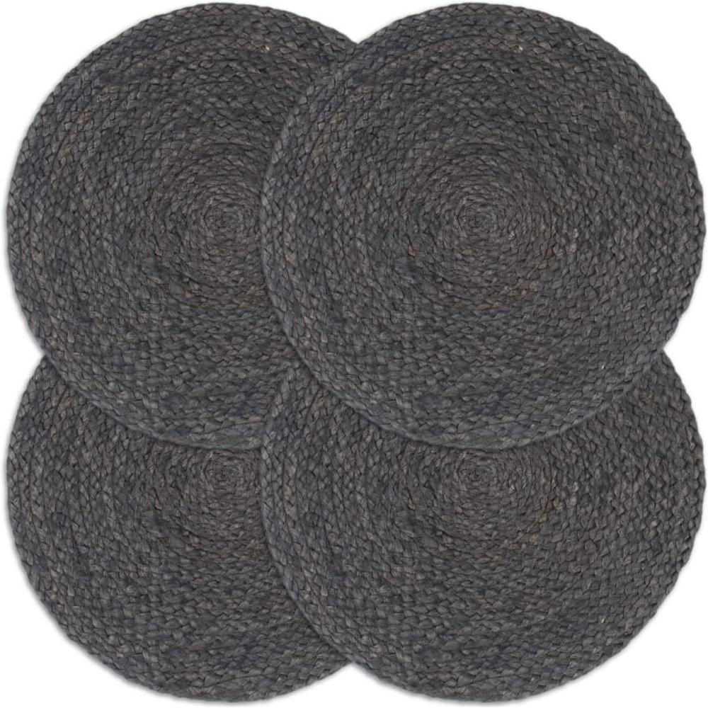 Tovagliette 4 Pz Grigio Scuro Neutro 38cm Rotonde In Juta - Foto 1