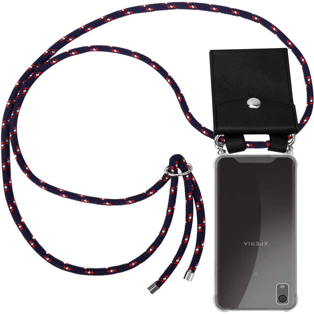 Catena Di Telefoni Cellulari Compatibile Con In Blu Rosso Bianco À Pois - Coperchio Protettivo In Silicone Con Anelli D'argento, Cinturino In Corda E Custodia Staccabile - Foto 1