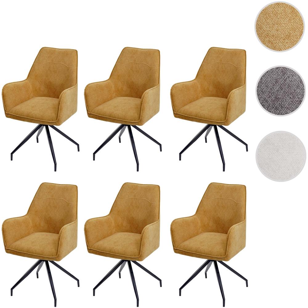 Mendler - Set 6x Sedie Poltroncine Girevole Con Braccioli Elegante Imbottita Hwc-k30 Tessuto