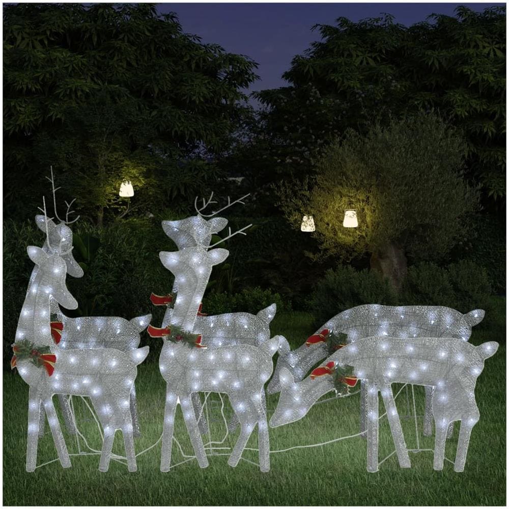 Renne Di Natale 6 Pz Argento Bianco Freddo In Rete - Foto 1
