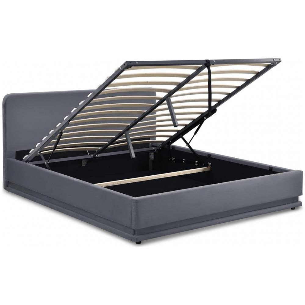 Newyork Struttura Letto In Velluto Grigio Con Led 160x200 Cm - Foto 1