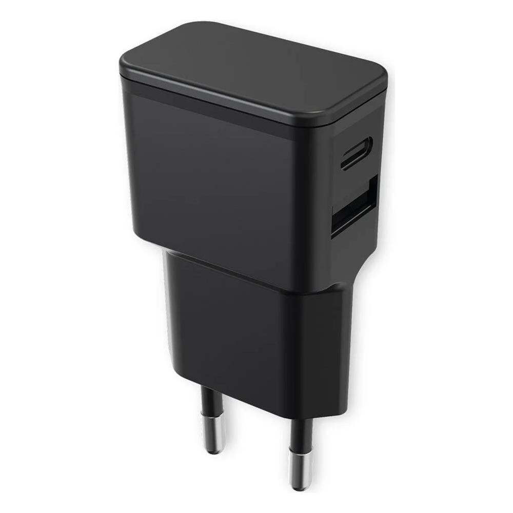 Caricatore Alimentatore Usb-c E Usb-a Da Muro Per Smartphone E Tablet Nero - Foto 3